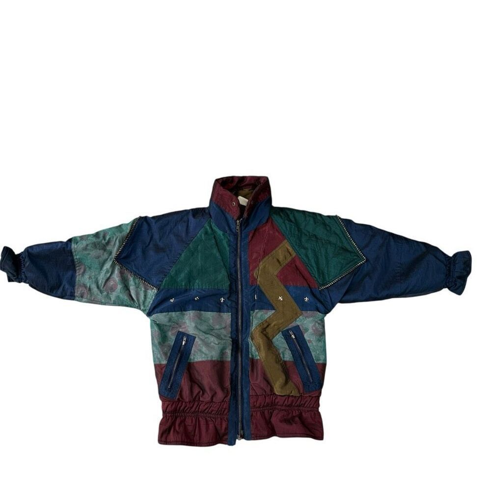 Vintage Otello Pelle Multicolor Quilted Jacket Jewel Tones Ski Winter size S?